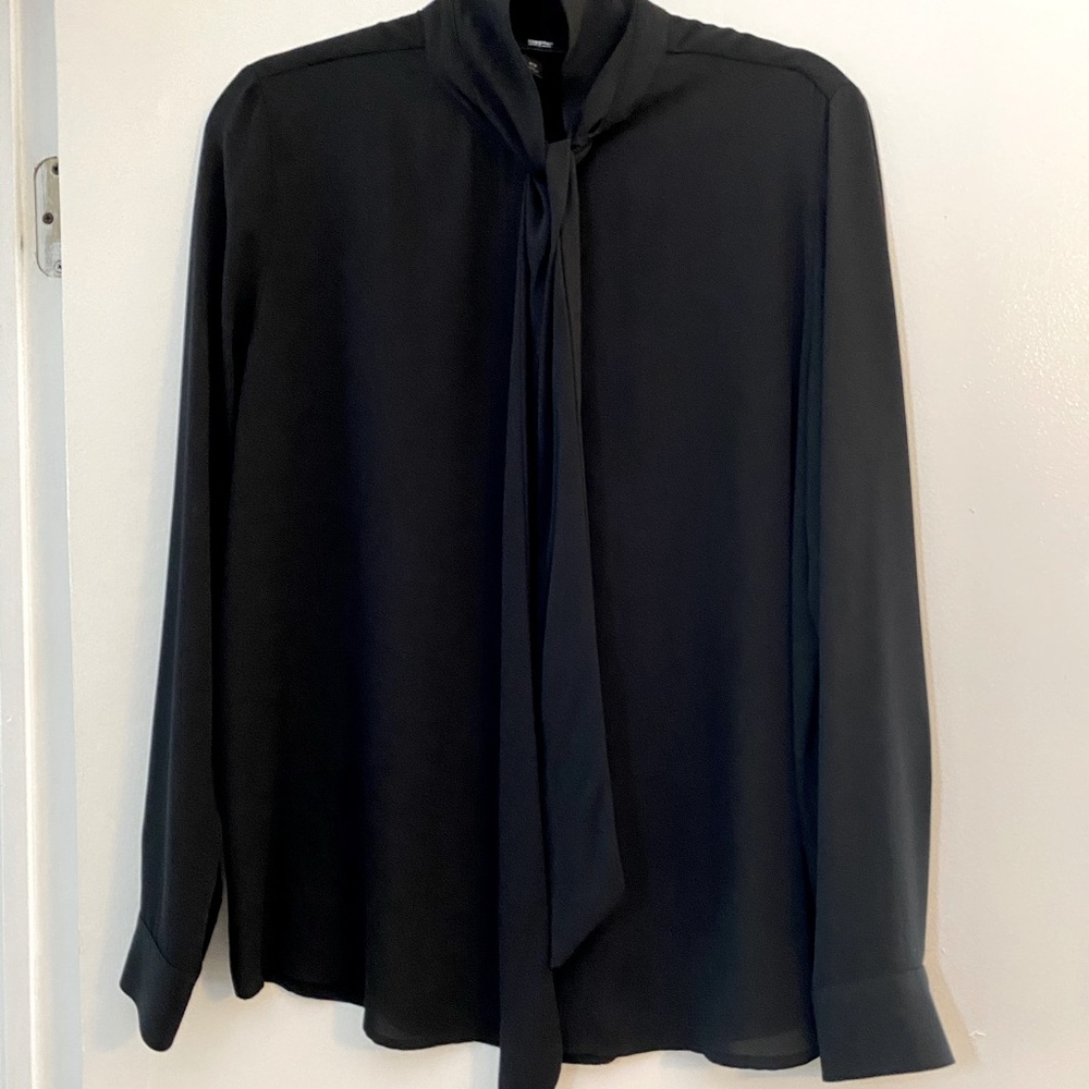 Black Blouse with Neck Tie